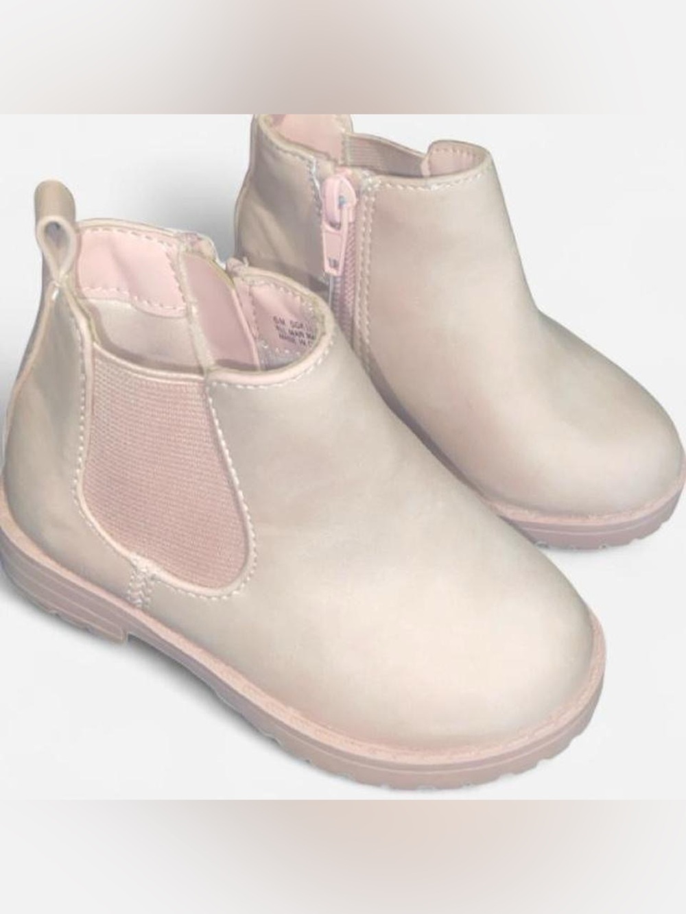 Toddler Girls Light Pink Chelsea Booties Size 6 – Side Zip – Good Used Condition